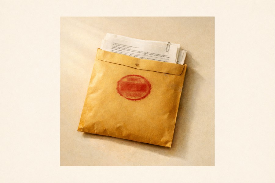 A court summons envelope
